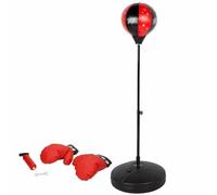 Colorbaby Set Sac de Frappe sur Pied, Boule de Ø22 cm, mât réglable 95-125 cm, Base Circulaire Stable Ø38 cm, Gants rembourrés, gonfleur, entraînement pour Enfants, à partir de 3 Ans (47855)