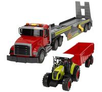 ColorBaby Speed & Go 39298 Camion remorque de Jeu avec Tracteur avec remorque, système de Friction, échelle 1:14, lumières et Sons, Jouets pour Enfants de 3 Ans, Grands camions