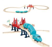 COLORBABY Speed & Go 39541 Train électrique de Jouet, 43 pièces, Circuit 82-181 cm, Locomotive Bleue avec Son réaliste, ponts, Voies, Accessoires, Trains pour Enfants de 3 Ans