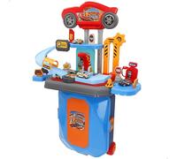 ColorBaby Speed & Go Garage 2 en 1, Mallette de Voiture pour Enfants, Comprend 3 véhicules et Accessoires, Parking à Plusieurs étages, avec Ascenseur, Rampe et Distributeur, Jeu Portable (39539)