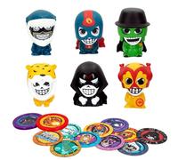 ColorBaby Supermasked 48084 Lot de 6 Figurines Mini avec Tasses et powerdiscs, Mini supermasked, Figurines Super-héros, Jouets pour Enfants, poupées Miniatures, Cadeaux pour Enfants
