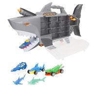 COLORBABY Teamsterz 39498 Mallette Porte-Voiture Roboshark, 4 véhicules, 2 Requins, 3 flèches, Lanceur, 24 Trous, lumières, Sons, Jeux de Voiture, Jouets pour Enfants, recommandée + 3 Ans