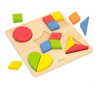 ColorBaby WOOMAX 49358 Woomax-Puzzle en Bois Formes géométriques + 24 m