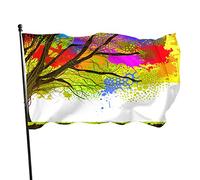 Coloré arbre tache aquarelle jardin drapeau 0,9 x 1,5 m arc-en-ciel points plante branche forêt sale tache polyester Yard drapeaux maison patio pelouse intérieur extérieur salutation bannière