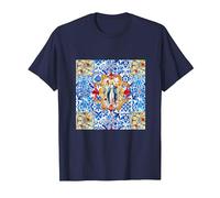 Coloré, Art de la Vierge Marie, Art Spirituel T-Shirt, Homme, Bleu Marine, 6XL