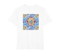 Coloré, Art de la Vierge Marie, Art Spirituel T-Shirt, Homme Grandes Tailles, Blanc, 3X Tall