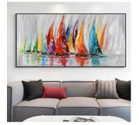 Coloré Bateau À Voile Peinture Gi Illustration Grande Taille Toile Art Affiches et Gravures Salon Décor 60x120 cm Sans Cadre
