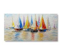 Coloré Bateau À Voile Tableau Impressions sur Toile Giclée Grande Abstraite Affiches et Gravures Moderne Mur Art Pour Chambre Salon Décoration Peinture 30x60 cm Sans Cadre
