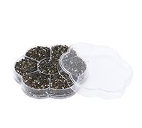 Coloré bricolage robuste irisé dos plat strass maquillage NAIL ART décoration 14400 pièces en boîte (S601-jaune clair)