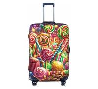 Coloré Candy Country with Lollipops, Chocolate Elastic Travel Bagages Cover Protective Case Protective Print Valise Bagages Cover Anti-Scratch, Noir , XL