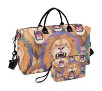 Coloré Cartoon Animal Lion Cool Décoratif Épaule Weekender Sac de Nuit Grand Sac de Gym avec Sangle Réglable pour Yoga Imperméable Bolso de Mano para viajar en Avion