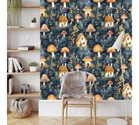 Coloré Champignons Papier Adhesif Meuble Mat Papier Peint Mural Film Forêt Plantes Autocollant Wallpaper Rouleau Impermeable Stickers Collant Décoration pour Cuisine Tables Armoires Mur 0.52X10 M