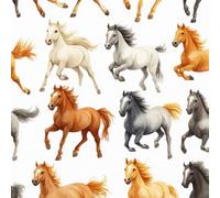 Coloré Cheval Papier Adhesif Meuble Aquarelle Style Animal Mat Papier Peint Mural Film Autocollant Wallpaper Rouleau Impermeable Stickers Collant Décoration pour Cuisine Tables Armoires Mur 0.3X5 M