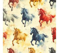 Coloré Cheval Papier Adhesif Meuble Aquarelle Style Animal Mat Papier Peint Mural Film Autocollant Wallpaper Rouleau Impermeable Stickers Collant Décoration pour Cuisine Tables Armoires Mur 0.52X20 M
