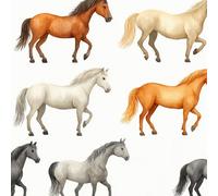 Coloré Cheval Papier Peint Adhesif Aquarelle Style Animal Motif Mural Film Décoratif Meuble Intissé Wallpaper Autocollant Imperméable Mat Stickers Collant pour Armoires Murs Salon Chambre 0.45X10 M
