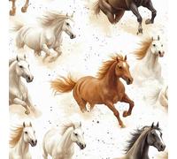Coloré Cheval Papier Peint Autocollant 0.52X20 M Meuble Film Décoratif Aquarelle Style Animal Imperméable Mat Stickers Collant Rouleau Facile à Nettoyer et Amovible pour Surface Porte Armoire Cuisine