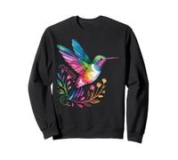 Coloré Colibri Aquarelle Floral Amoureux des Oiseaux Sweatshirt