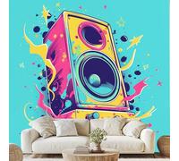 Coloré Conférencier Street Art Papier Peint Intissé Éclaboussure D'Encre Motif Étoile Mural Rétro Anime Conférencier Papier Peint Autocollant Mural 400x280 cm pour Chambre Salle de Bain Salon