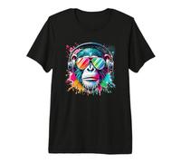 Coloré Cool Monkey Graffiti Casque Art T-Shirt Haut de Gamme