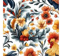 Coloré Coq Jardin Papier Adhesif Meuble Fleurs Poule Mat Papier Peint Mural Film Autocollant Wallpaper Rouleau Impermeable Stickers Collant Décoration pour Cuisine Tables Armoires Mur 0.52X5 M
