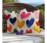 Coloré Coussin Exterieur Impermeable Amour Housse Coussin 45x45 Lot de 2 Double Face Imprimé Lin Taie Oreiller de Canap pour Salon Chambre Jardin Terrasse Quatre Saisons Decor Cadeaux 1B-602