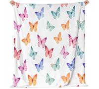 Coloré Couverture en Flanelle Polaire Moelleuse Douce Et Chaude Ligne De Papillons Insectes Mignons Imprimé Couverture De Canapé pour Adolescents Adultes, 130 x 150 cm