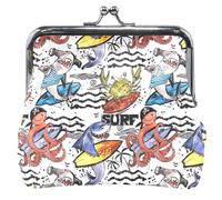 Coloré Cuir Pièces de monnaie Portefeuilles & Pouches Mignon Baiser Serrure Drôle Surf Mer Créatures Blanc Changement Portefeuille pour Filles, Drôle Surf Animaux Marins Blanc, Marrant Surf Animaux