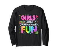 Coloré des années 80 Party Girls Just Wanna Have Fun Throwback Manche Longue