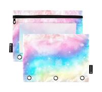 Coloré Designs Dreamy Starry Night Trousse à crayons avec fermeture éclair et fenêtre transparente Couleurs assorties pour 3 pour ranger les fournitures scolaires et de bureau Multicolore 2