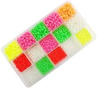 coloré et Vert Lumineux Glow Perles de pêche, Rigide Plastique Ovale en Forme de pêche œufs, Assortiment de mer Verte Perle de pêche matériel de pêche Flottant Outils œufs, 1500pcs/Box 15 Taille