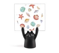 Coloré festonné vie marine illustration mémo support dessin animé chat noir support décoration