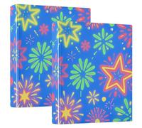 Coloré Fireworks Classeur de 2,5 cm et demi pouce 3 anneaux avec poches 2 paquets de fournitures de bureau 200 feuilles