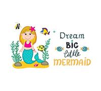 Coloré Fish Dream Big Little Mermaid Demi Shell Hippocampe Traîneau Statfish Princesse Reine Sweet Dreams Coucher Licorne Lovely Dear Dream Décoration Autocollant mural - Taille : 50,8 x 30,5 cm