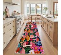 Coloré Fleur Champignon Tapis de Cuisine Long, Champignon Mignon Papillon Marguerite Plante Tapis Cuisine Devant Evier Antidérapant & Lavable, Descente de Lit, Paillasson, pour Couloir, 50x300 cm