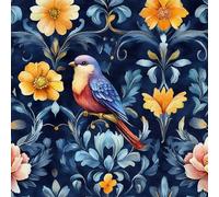 Coloré Fleurs Oiseaux Papier Adhesif Meuble Style Vintage Mat Papier Peint Mural Film Autocollant Wallpaper Rouleau Impermeable Stickers Collant Décoration pour Cuisine Tables Armoires Mur 0.4X20 M