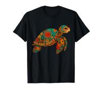 Coloré Floral Tortue Graphique Esthétique Boho Ocean Sea Life T-Shirt