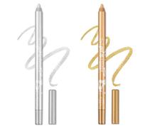 Coloré Gel Glitter Eyeliner Crayons Stylo Set, 2 Pcs Eyeliner crayon à lèvres imperméable à l'eau Eyeliner Eyeshadow Eyeliner (05argent+04or)
