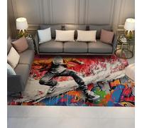 Coloré Graffiti Tapis Teen Boys Peinture Éclaboussures Audacieux Graphique Salon 200x300cm Grand pour Salle de Jeux Garçons Filles Chambre Antidérapant Lavable Résistant aux Taches