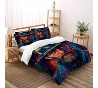 coloré Housse De Couette 3 Pièces Art Human 3D Motif Imprimé Ensemble Literie Microfibre pour Adulte Et Enfant avec Taies d'oreiller Super King（260x220cm）