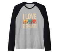 Coloré I Love Elephants Animal Lovers Manche Raglan
