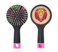 Coloré Lion Animal Box Stitching Salon Brosse à cheveux démêlante Base coussin