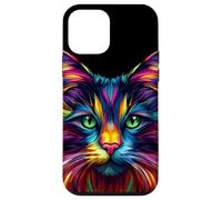 Coloré Maine Coon visage mignon amoureux des chats hommes femmes noir Coque pour iPhone 12 mini