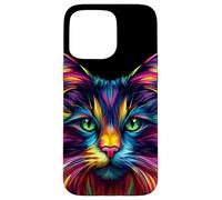 Coloré Maine Coon visage mignon amoureux des chats hommes femmes noir Coque pour iPhone 15 Pro Max