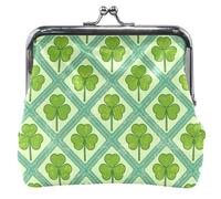 Coloré Mignon Portefeuille Pochette En Cuir Kiss Lock Chic Trèfle Vert Carte Changement Portefeuille Portefeuille, Chic Trèfle Vert, Chic Clover Green