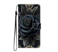 Coloré Motif Etui Coque pour Sony Xperia 10 III Lite Portefeuille Protection Housse en PU Cuir à Rabat Case Antichoc Cover avec Porte Carte Rose noir et or Coque Pochette pour Xperia 10 III Lite