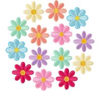Coloré Patch Fleur de Marguerite 14 Pièces 4cm Patch Thermocollant Fleurs Accessoires de Couture et de Broderie DIY, Conviennent pour Vêtements, Sacs et Jeans