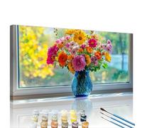 Coloré Peinture Numero Adulte Vase Peinture par Numero pour Adulte Débutants DIY Kits, Numéros Coloré Toile, Acrylique et 3 Pinceaux, Décor Intérieure Maison, Loisir Créatif Cadeau 90x180cm XY#73