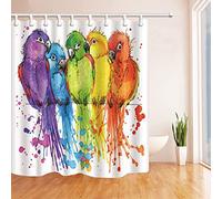 Coloré Perroquet Rideaux de Douche Couleur de l'eau Salle de Bain décor Polyester Tissu Maison Bain Accessoires occultant Rideau de Douche Ensemble 165x180cm/WxH