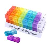 Coloré - Pilulier mensuel de 31 jours - Idéal pour un usage familial, les voyages, la routine quotidienne des médicaments - Compartiments indépendants pour une gestion facile du dosage