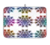 Coloré Plume de Paon Mandala Tapis de séchage de vaisselle absorbant en microfibre Tapis égouttoir à vaisselle Tapis pour cuisine Cuillère Assiette en verre 45,7 x 60,9 cm
